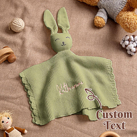 Custom Name Baby Bunny Soothing Towel Personalized Comfort Toy for Newborns