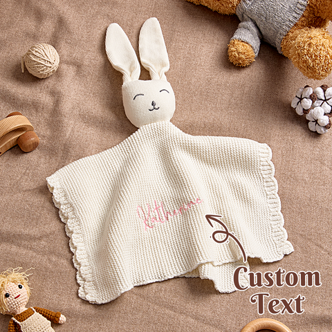 Custom Name Baby Bunny Soothing Towel Personalized Comfort Toy for Newborns