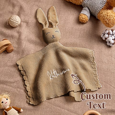 Custom Name Baby Bunny Soothing Towel Personalized Comfort Toy for Newborns