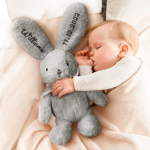 Personalized Long-Ear Bunny Plush Custom Embroidered Easter Gift for Baby
