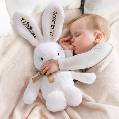 Personalized Long-Ear Bunny Plush Custom Embroidered Easter Gift for Baby