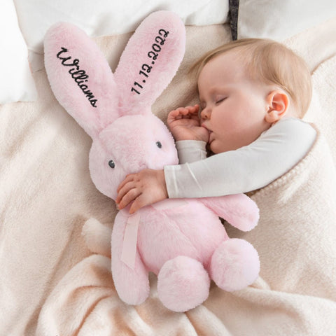 Personalized Long-Ear Bunny Plush Custom Embroidered Easter Gift for Baby