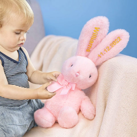Personalized Long-Ear Bunny Plush Custom Embroidered Easter Gift for Baby