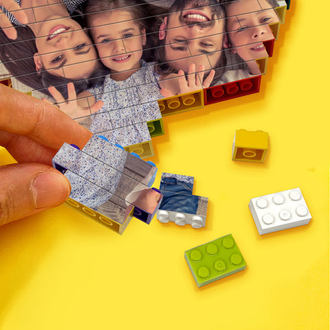 Custom Heart Shaped Brick Photo Puzzle Personalized Building Block Gift