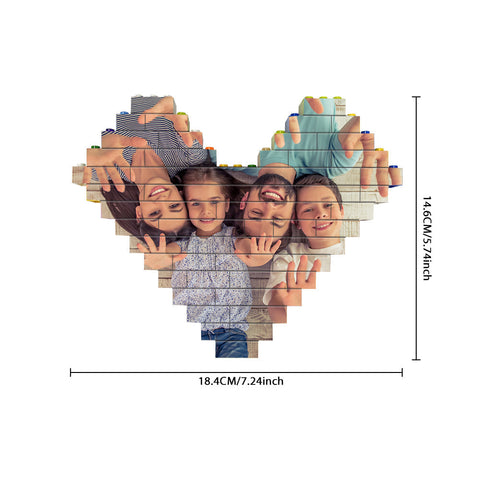 Custom Heart Shaped Brick Photo Puzzle Personalized Building Block Gift