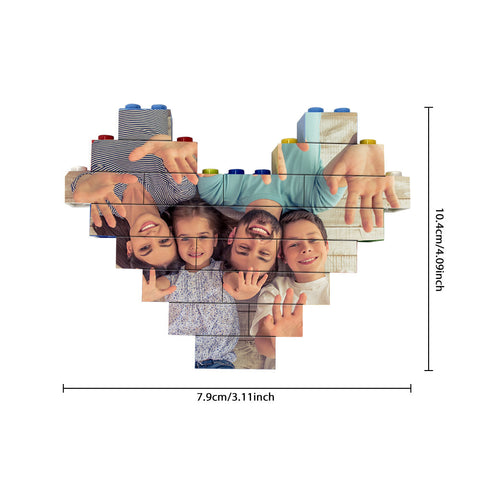 Custom Heart Shaped Brick Photo Puzzle Personalized Building Block Gift