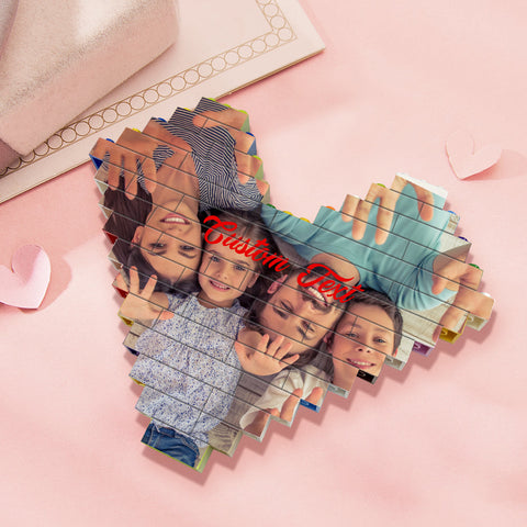 Custom Heart Shaped Brick Photo Puzzle Personalized Building Block Gift