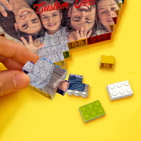 Custom Heart Shaped Brick Photo Puzzle Personalized Building Block Gift