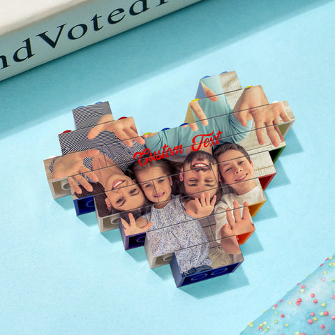 Custom Heart Shaped Brick Photo Puzzle Personalized Building Block Gift