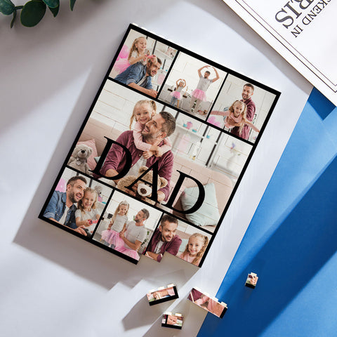Spell DAD With Love Personalized Family Photo Collage Block Puzzle
