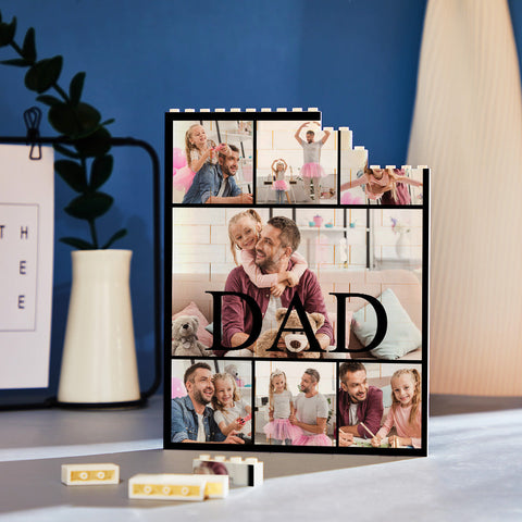 Spell DAD With Love Personalized Family Photo Collage Block Puzzle