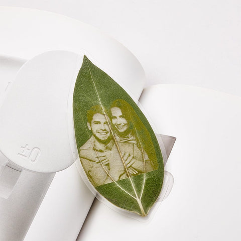 Personalized Leaf Carving Bookmark with Photo Nature-Inspired Gift