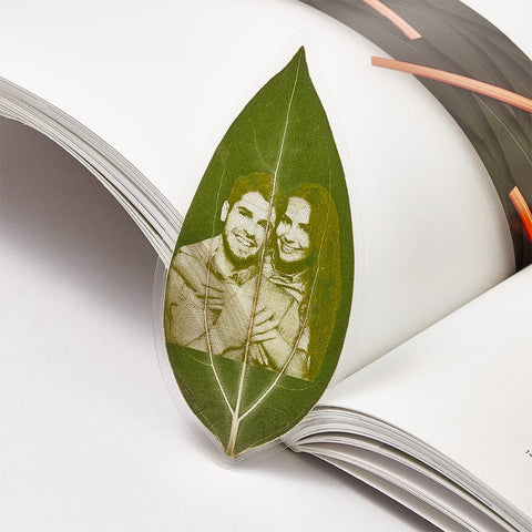 Personalized Leaf Carving Bookmark with Photo Nature-Inspired Gift