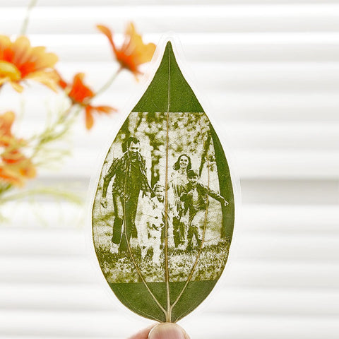 Personalized Leaf Carving Bookmark with Photo Nature-Inspired Gift