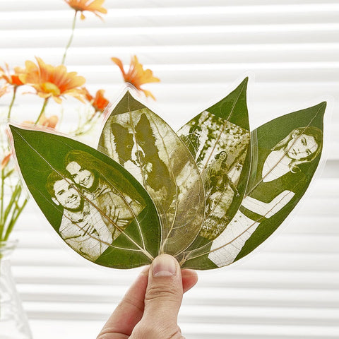 Personalized Leaf Carving Bookmark with Photo Nature-Inspired Gift