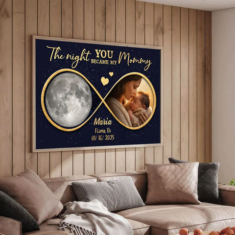  The Night You Became My Mommy Custom Moon Phase Baby Photo Poster/Canvas/Framed Poster