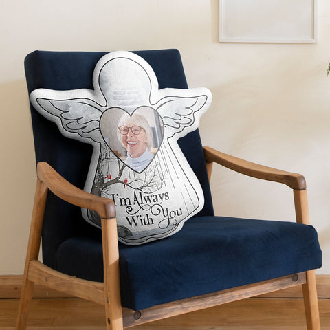 "I'm Always With You" Memorial Photo Pillow with Wings