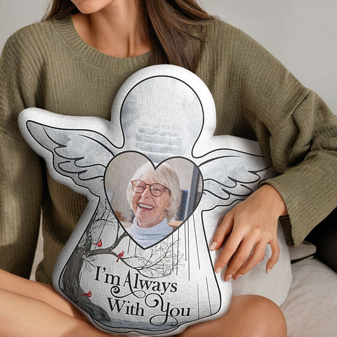 "I'm Always With You" Memorial Photo Pillow with Wings