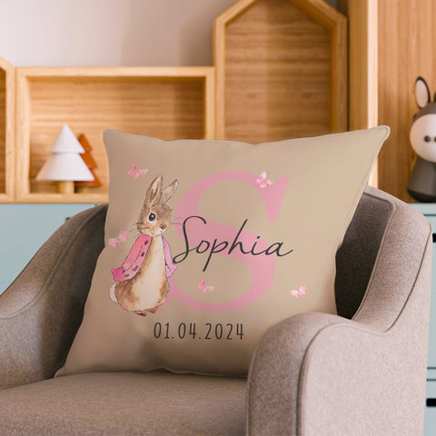 Personalized Peter Rabbit Throw Pillow with Kid's Name