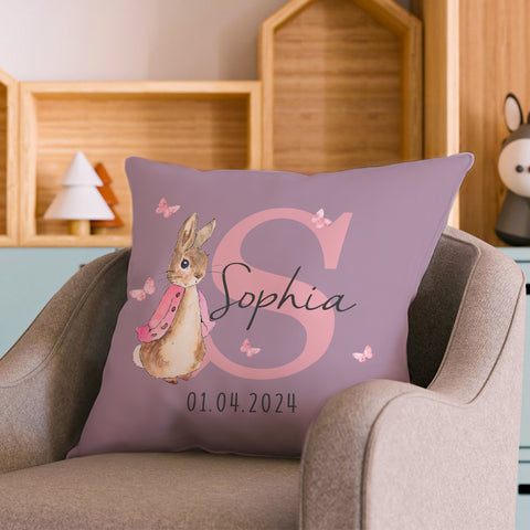 Personalized Peter Rabbit Throw Pillow with Kid's Name