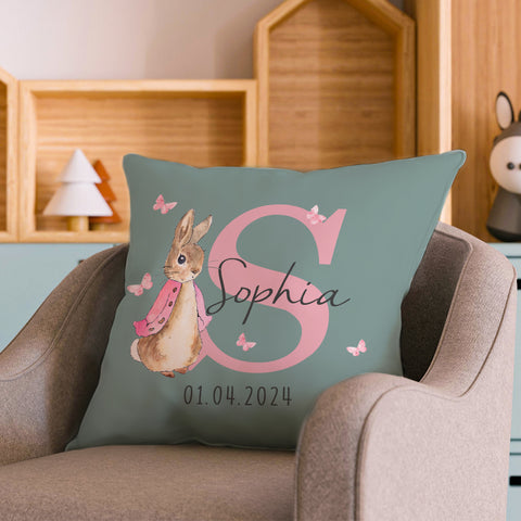 Personalized Peter Rabbit Throw Pillow with Kid's Name