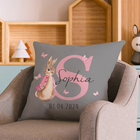 Personalized Peter Rabbit Throw Pillow with Kid's Name