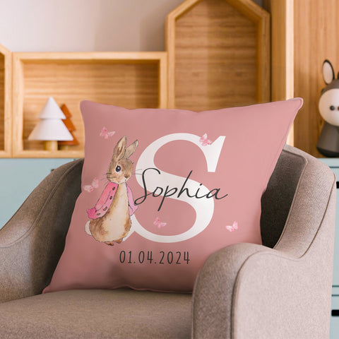 Personalized Peter Rabbit Throw Pillow with Kid's Name