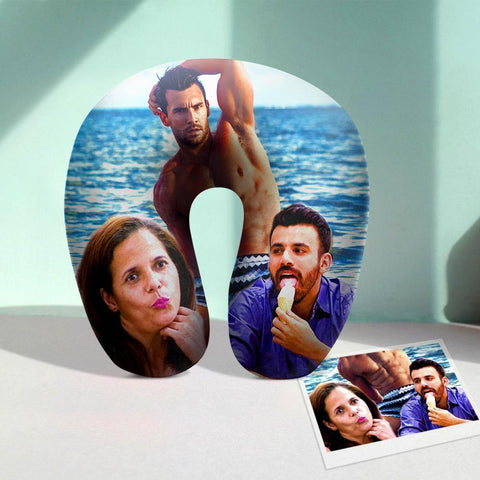 Personalized Photo U-Shaped Travel Pillow Custom Neck Support