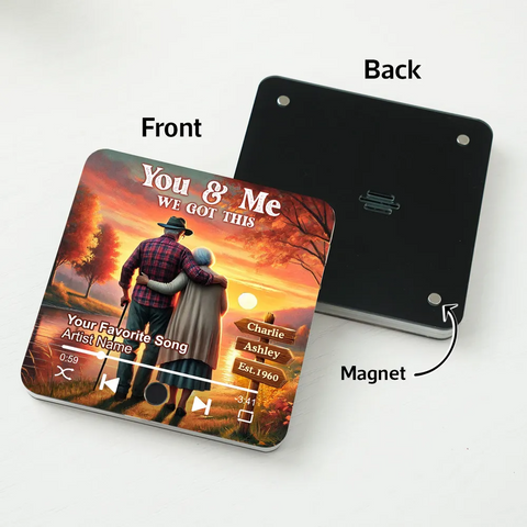 You & Me We Got This Old Couple At Lake Sunset Custom Music Fridge Magnet