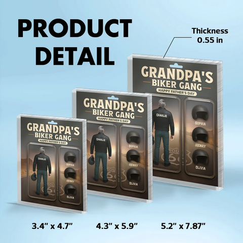 Grandpa's/ Dad's Biker Gang Custom Figure 3D Effect Acrylic Block 