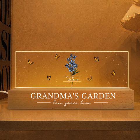 “Love Grows Here" Grandma's Garden Of Grandkids Birth Month Flowers Custom Acrylic LED Night Light