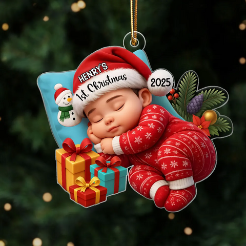 Custom Sleeping Baby's 1st Christmas Acrylic Ornament