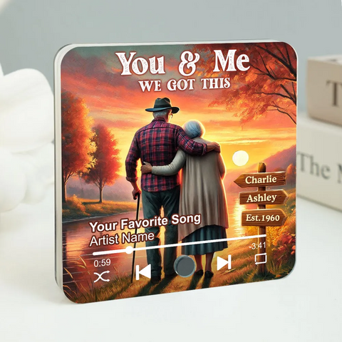 You & Me We Got This Old Couple At Lake Sunset Custom Music Fridge Magnet