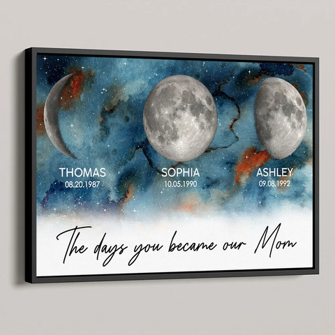 Gradient Galaxy Custom Birth Moon Phase The Days You Became Our Mom Canvas/Framed Poster/Poster