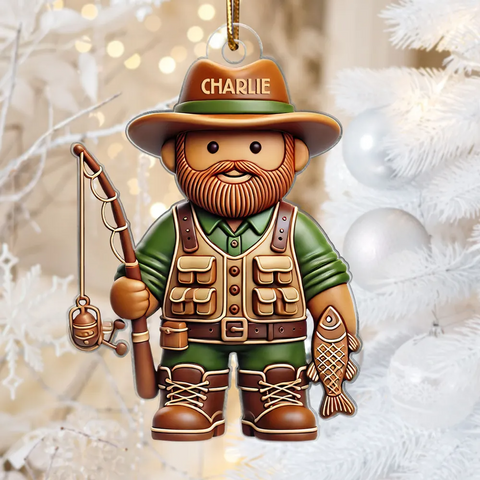  Personalized 3D Effect Fisherman Christmas Acrylic Ornament