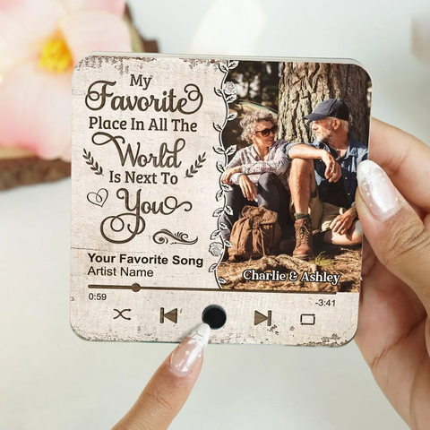 "Favorite Place In The World" Custom Couple Photo Music Fridge Magnet