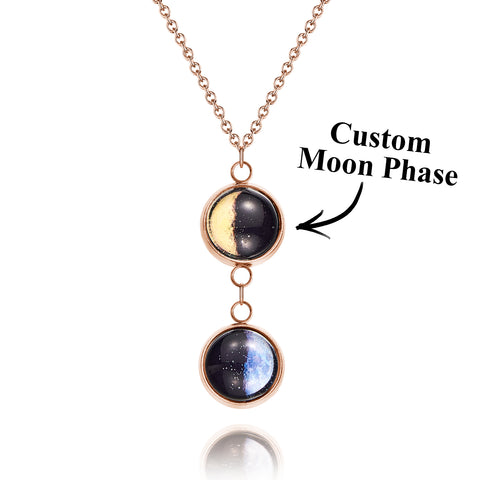 Elegant Custom Double Moon Phase Necklace