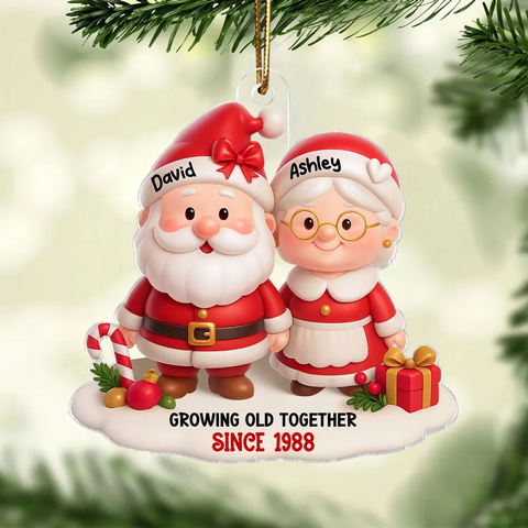 Santa Couple Growing Old Together Custom  Acrylic Christmas Ornament