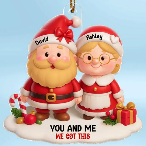 Santa Couple Growing Old Together Custom  Acrylic Christmas Ornament