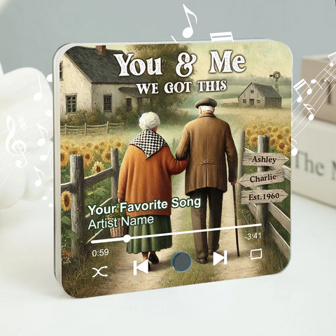 "Eternal Love In the Sunflower Field" Couple Growing Old Together Custom Music Fridge Magnet 2025