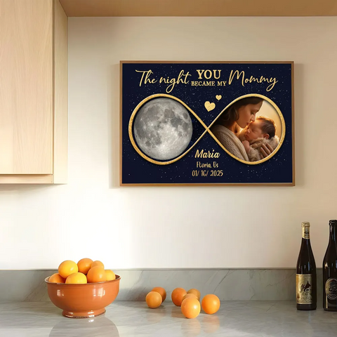  The Night You Became My Mommy Custom Moon Phase Baby Photo Poster/Canvas/Framed Poster