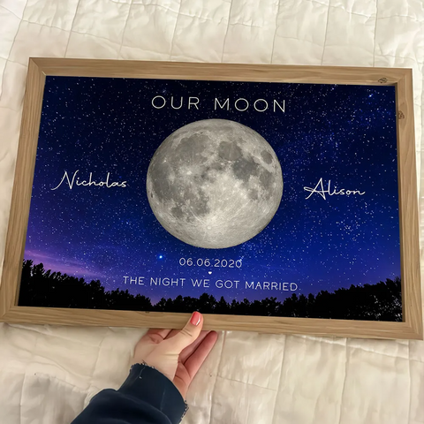 Our Moon Custom Couple Moon Phase Canvas/Framed Poster/Poster