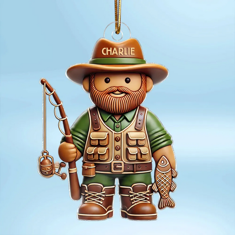  Personalized 3D Effect Fisherman Christmas Acrylic Ornament