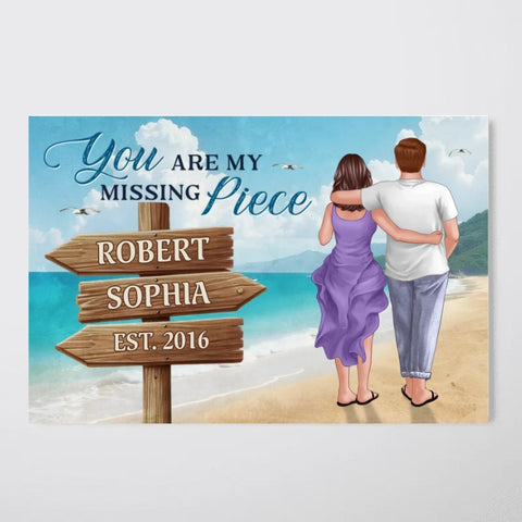 " You Will Forever Be My Always' Custom Couple Walking On The Beach Watercolor Style Canvas/Framed Poster/ Poster