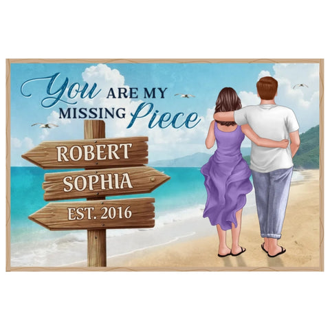 " You Will Forever Be My Always' Custom Couple Walking On The Beach Watercolor Style Canvas/Framed Poster/ Poster