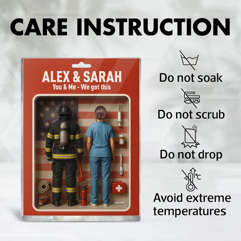 You & Me We Got This 3D Effect Custom Firefighter & Nurse Couple Figures Acrylic Block 