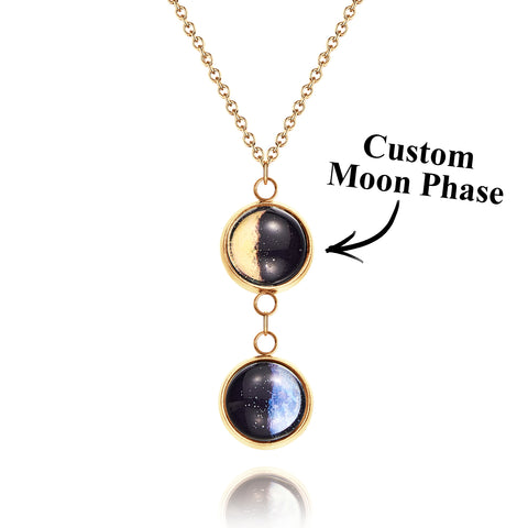 Elegant Custom Double Moon Phase Necklace