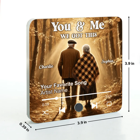 Old Couple Walking In The Yellow Autumn Forest Custom Music Fridge Magnet 2025