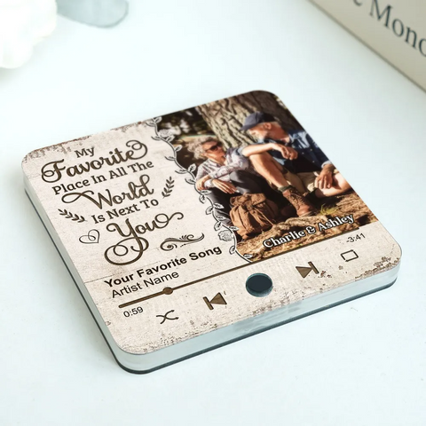 "Favorite Place In The World" Custom Couple Photo Music Fridge Magnet