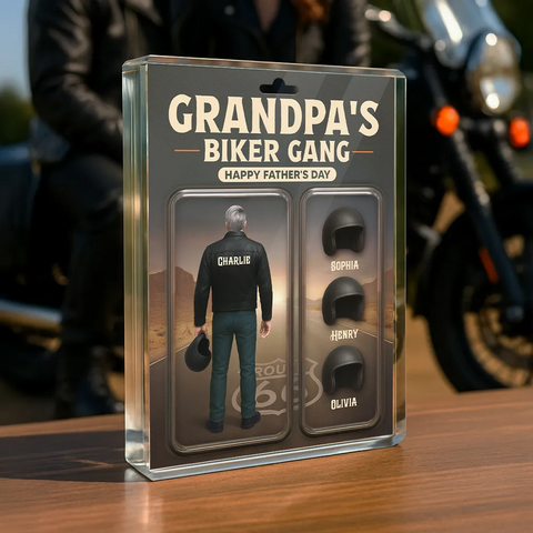 Grandpa's/ Dad's Biker Gang Custom Figure 3D Effect Acrylic Block 